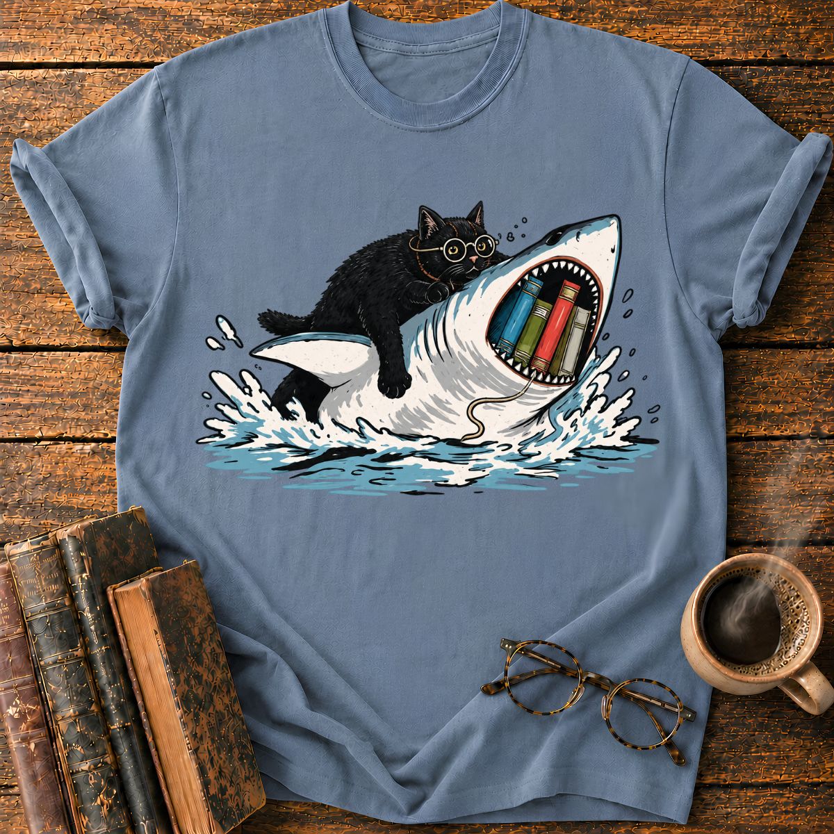 Cat Rides a Shark T-Shirt
