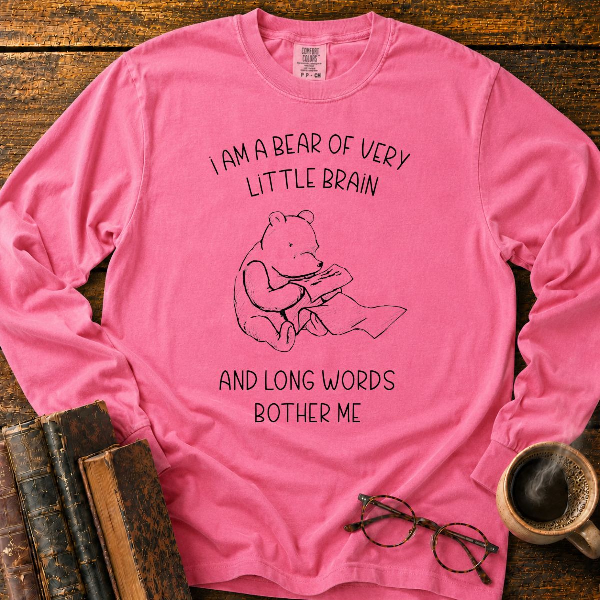 Bear Of Little Brain Sketch LS T-Shirt
