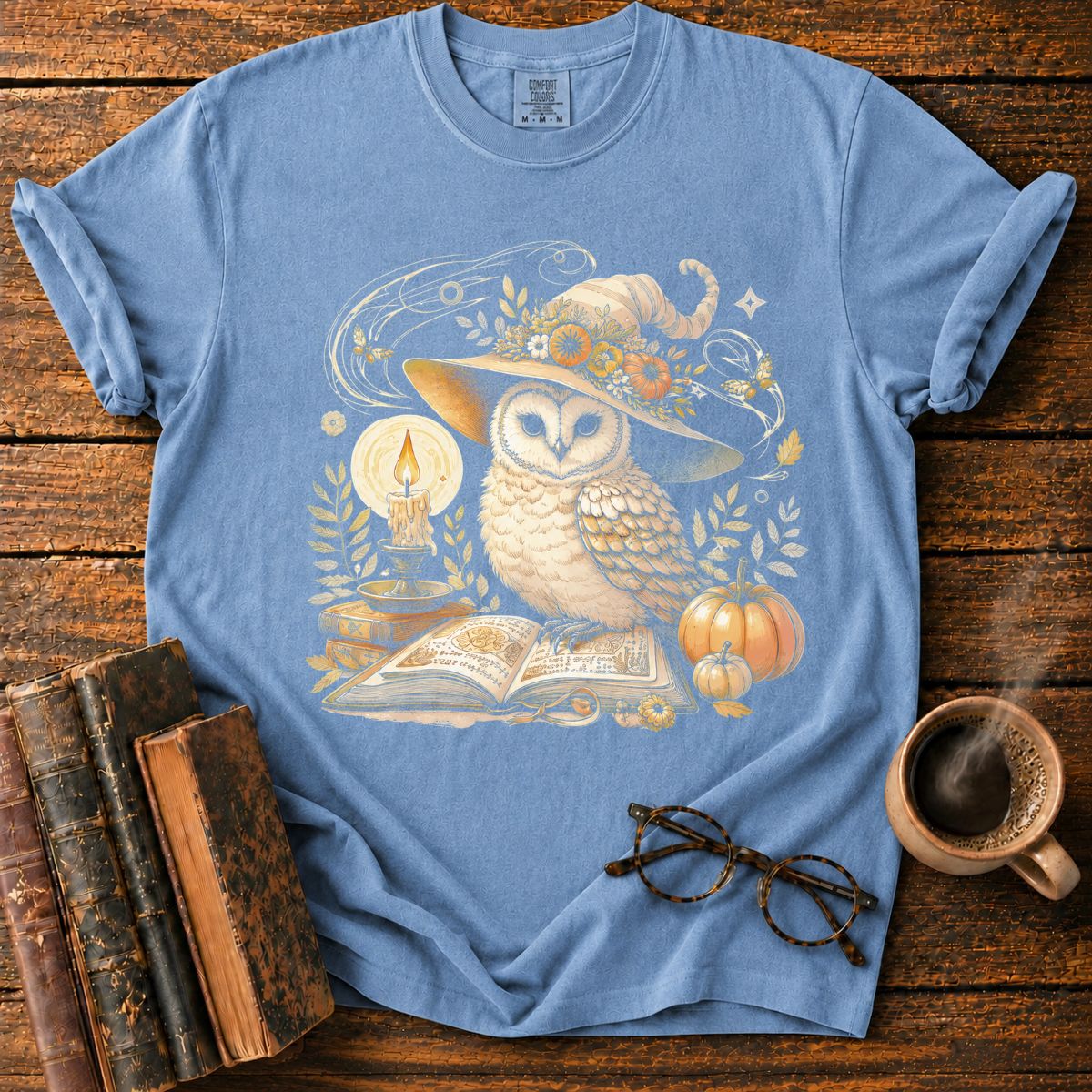 Whimsical Witch Owl Autumn Still Life T-Shirt