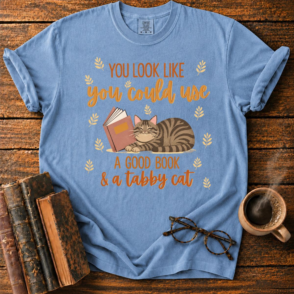 Good Book and Tabby Cat Lover T-Shirt