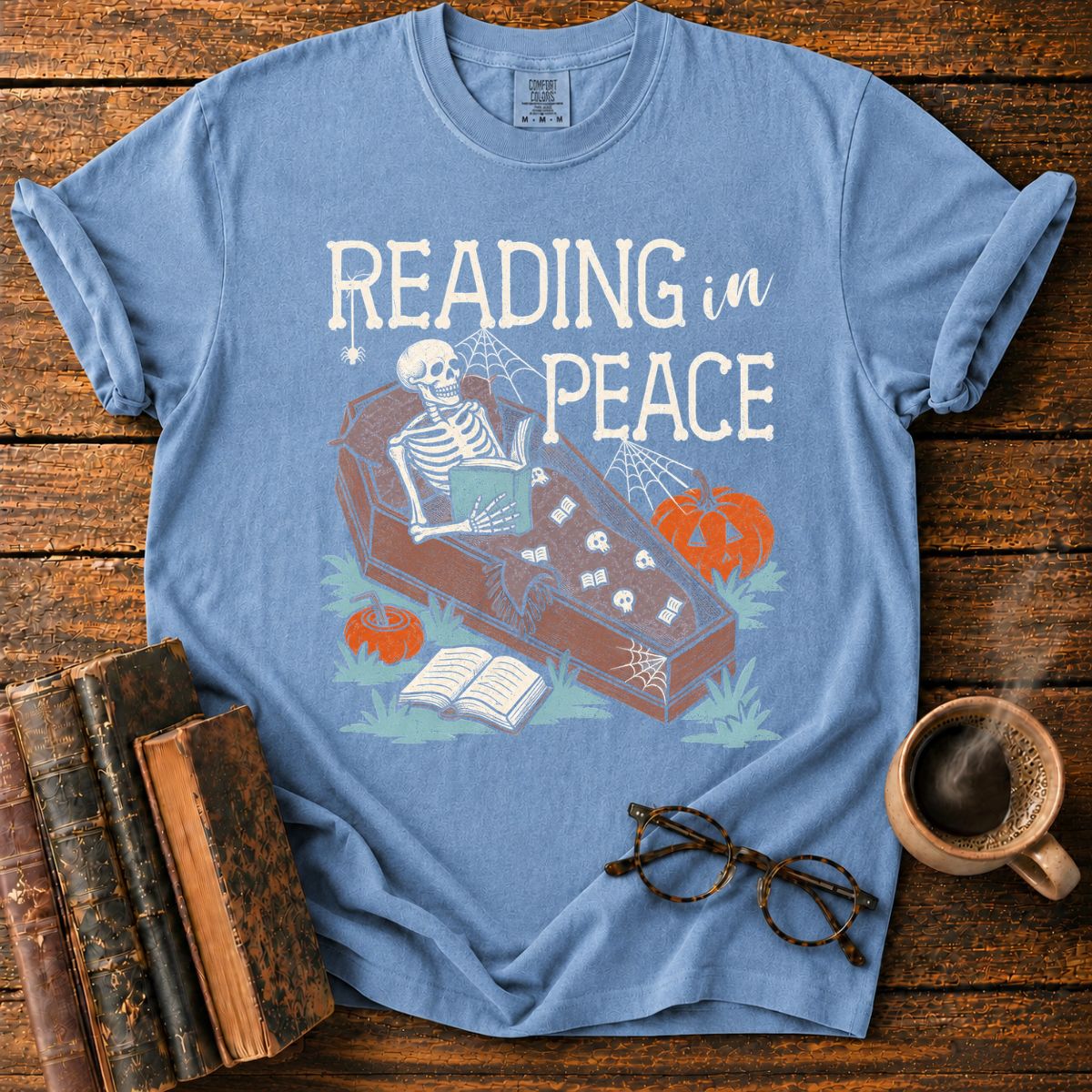 Reading in Peace Skeleton T-Shirt