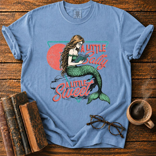 Mermaid Reading in Retro Salty Sweet Style T-Shirt