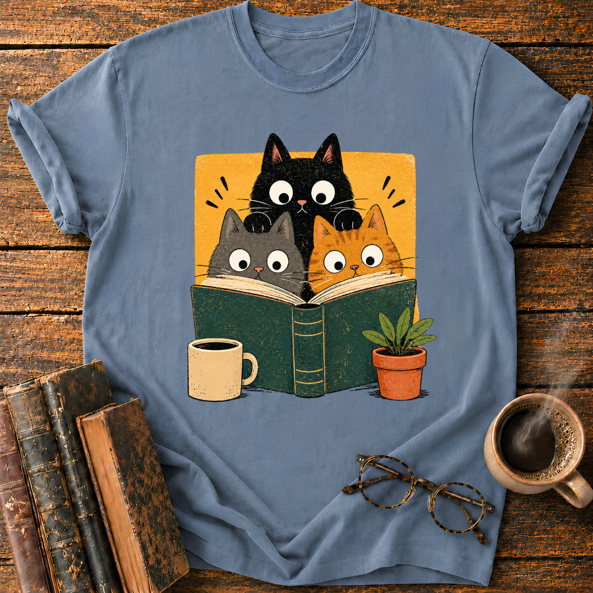 Curious Cats Reading Together T-Shirt