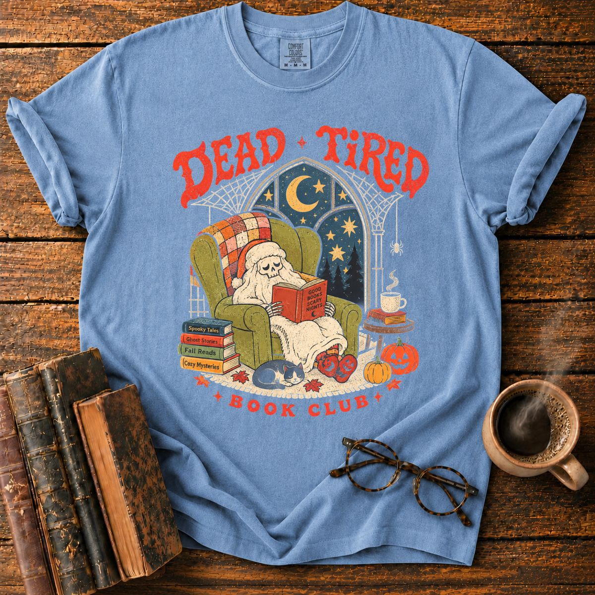 Dead Tired Book Club Skeleton T-Shirt