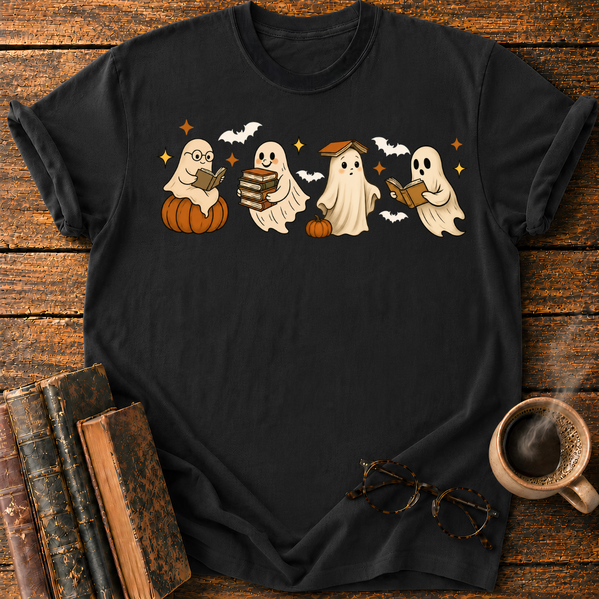 Ghosts Reading Books T-Shirt