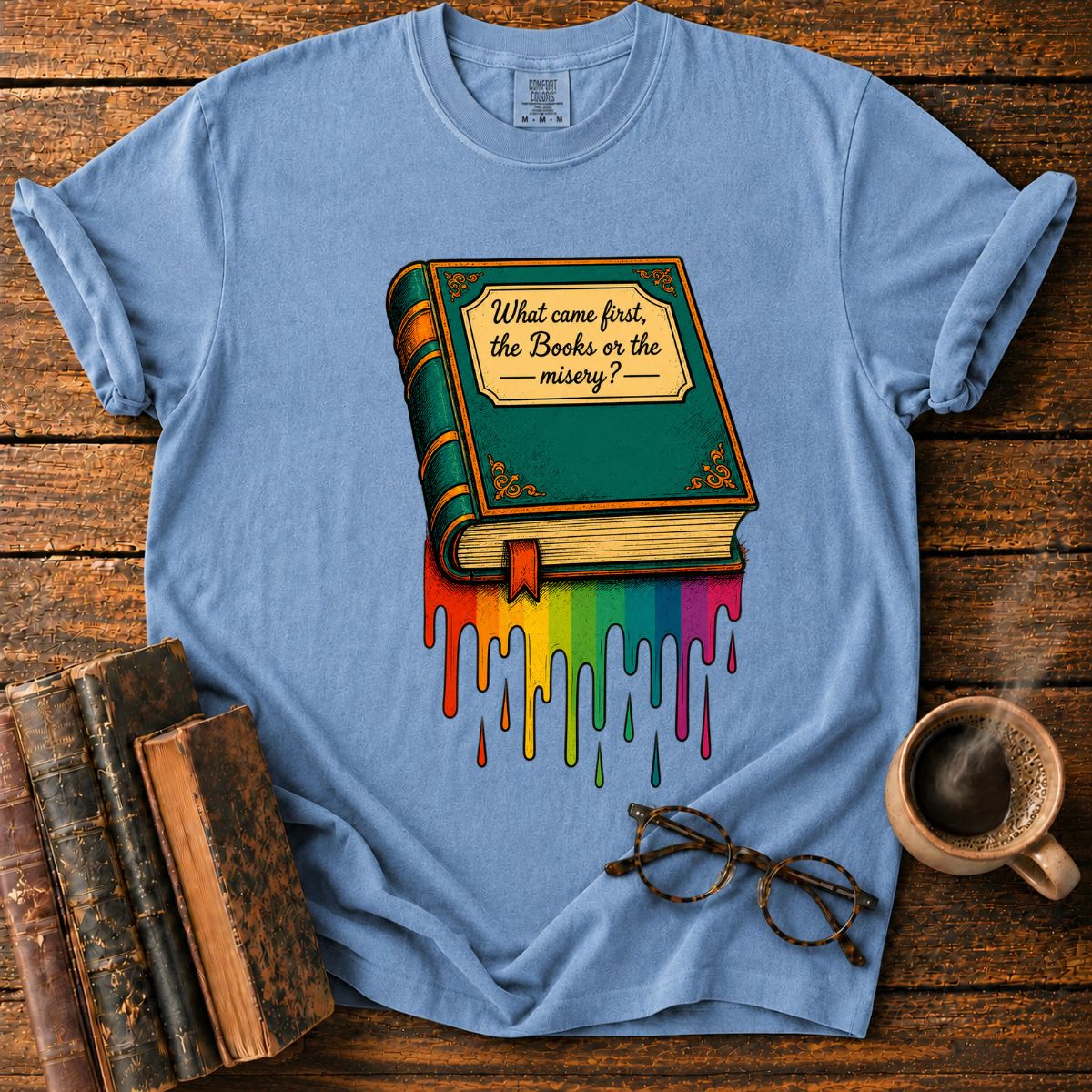 Vintage Book with Rainbow Drips T-Shirt