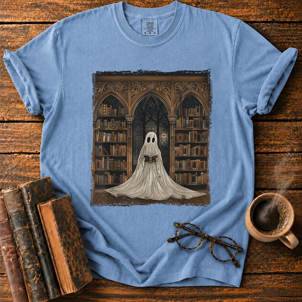Reading Ghost Library Halloween T-Shirt