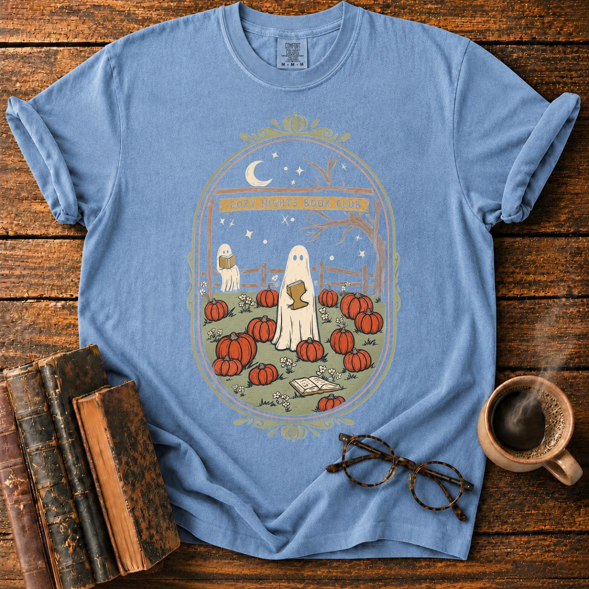Cozy Nights Book Club Pumpkin T-Shirt
