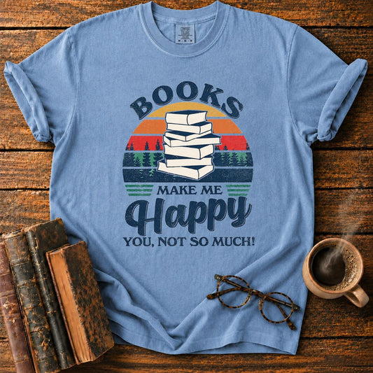 Retro Books Make Me Happy T-Shirt