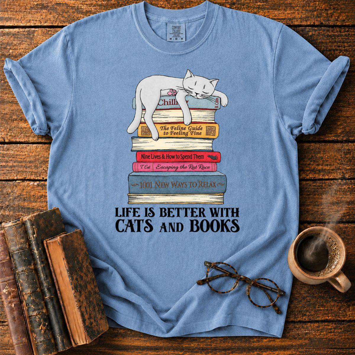 Life Is Better With Cats And Books T-Shirt