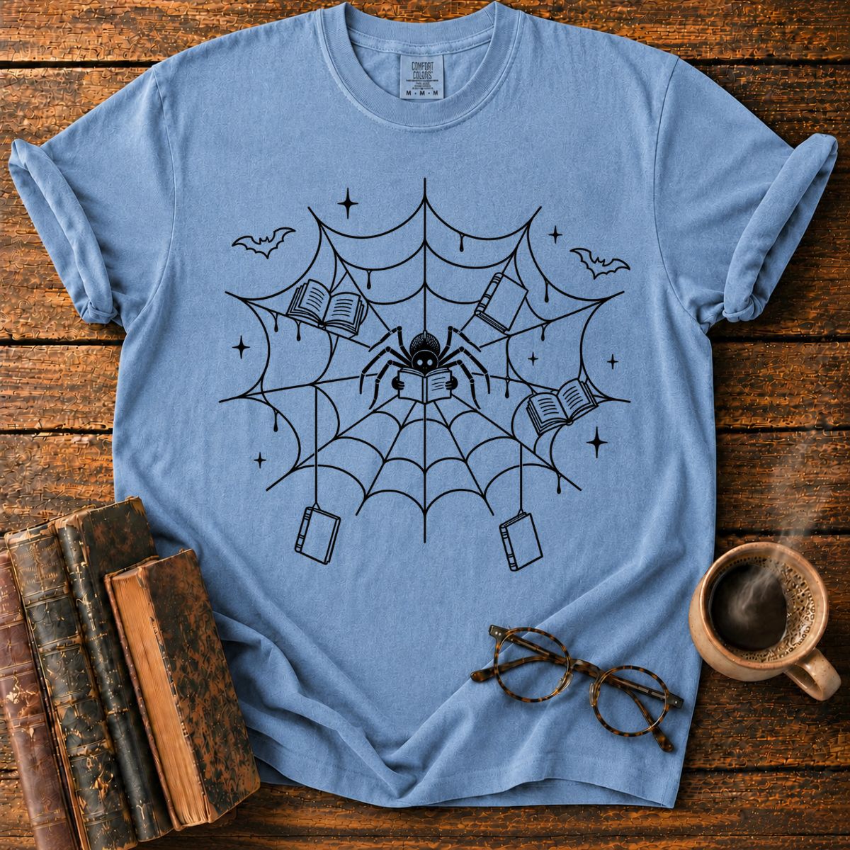 Spooky Spider Library T-Shirt