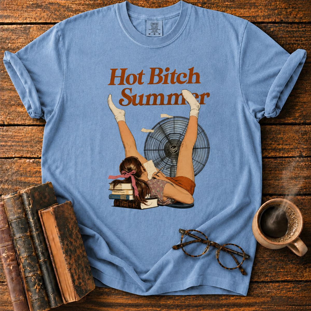 Retro Summer Reading by the Fan T-Shirt