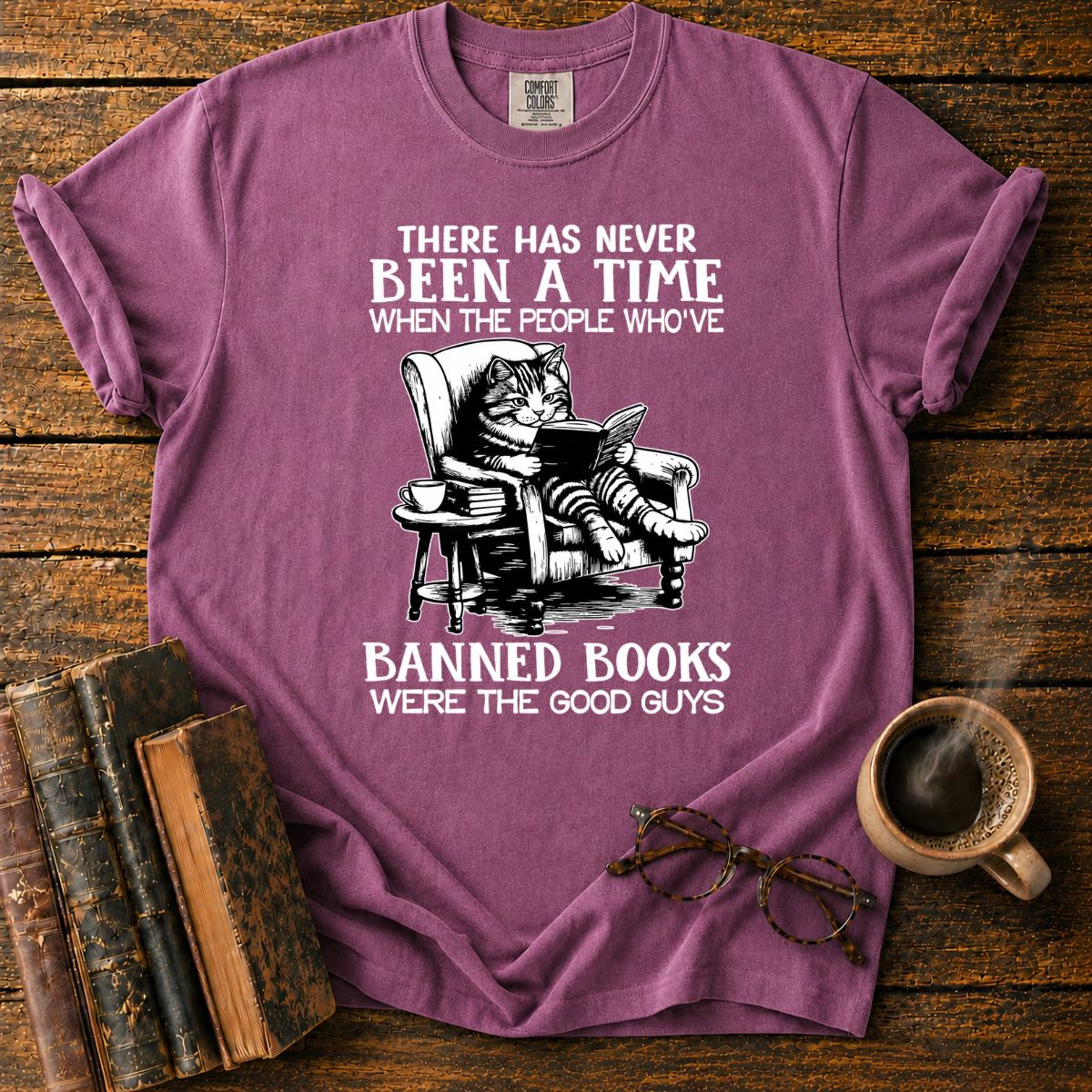Cat Reading Banned Books Good Guys T-Shirt