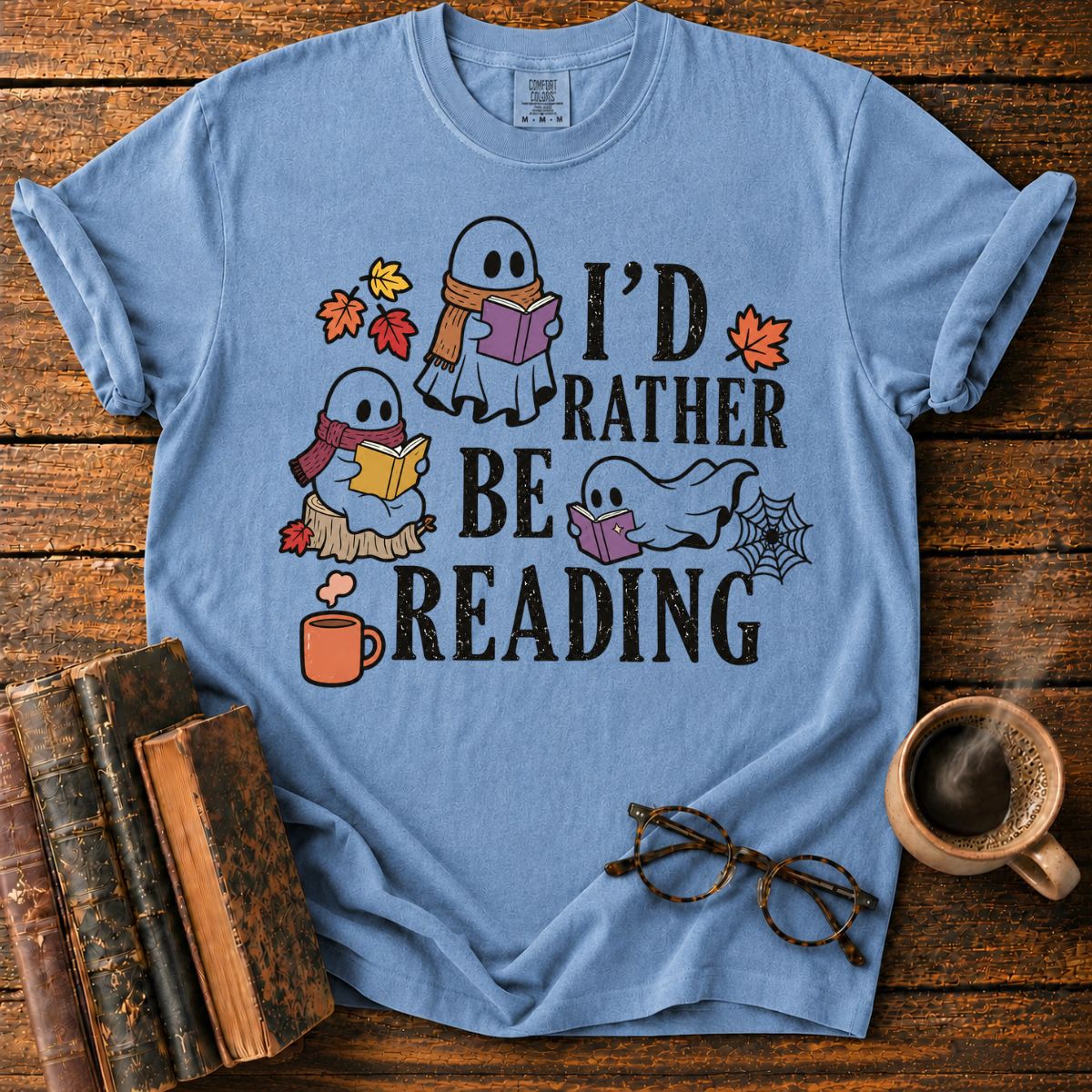Cozy Halloween Ghosts Reading T-Shirt