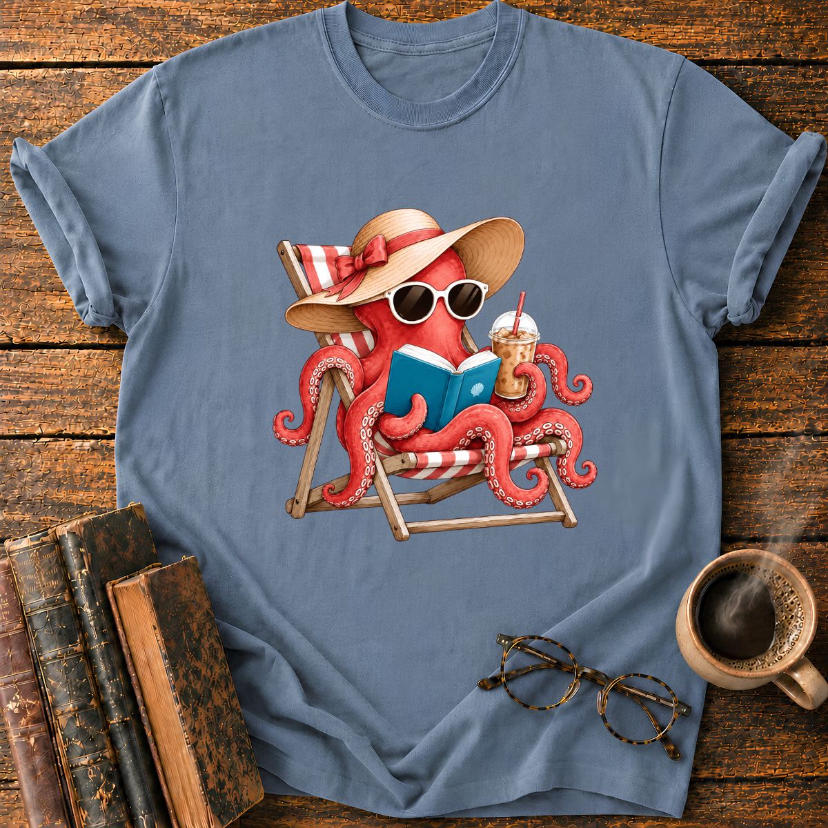 Octopus Reading T-Shirt