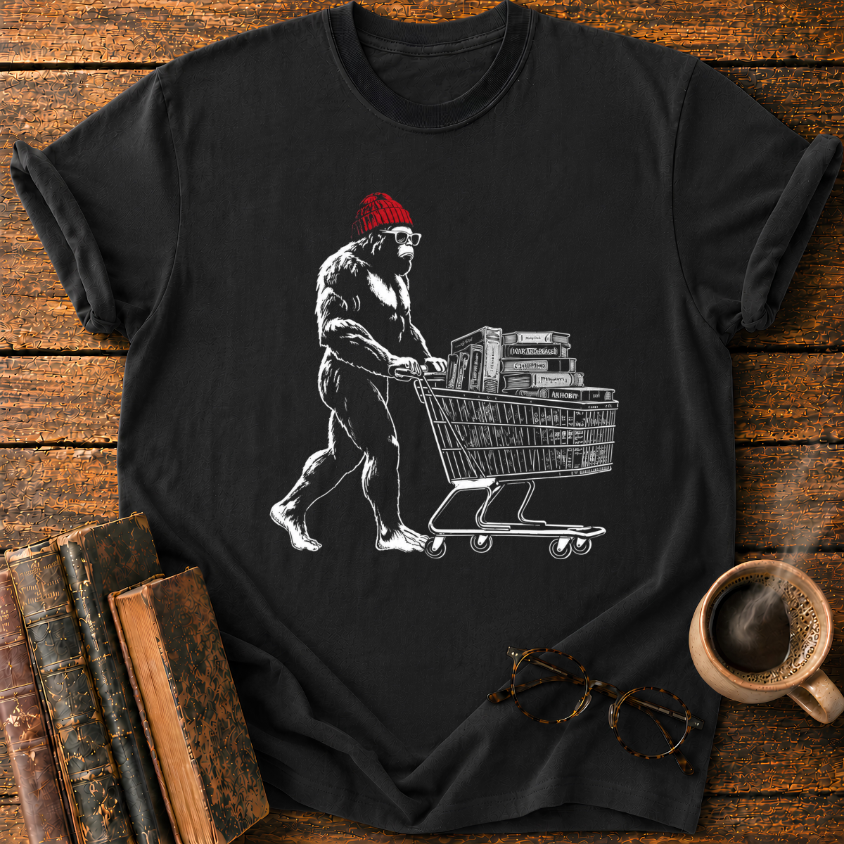 Bigfoot Book Cart T-Shirt