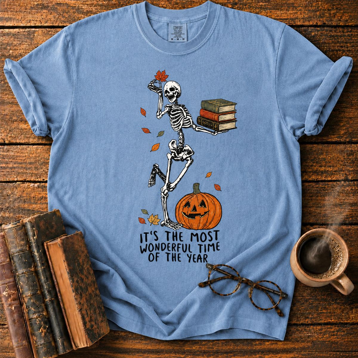 Dancing Skeleton’s Autumn Book Parade T-Shirt