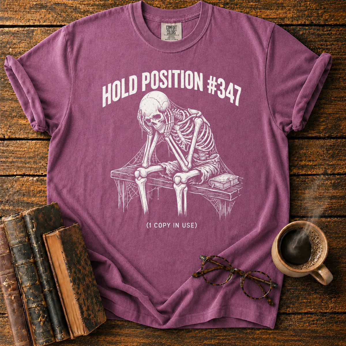 Library Hold Position Skeleton Funny T-Shirt