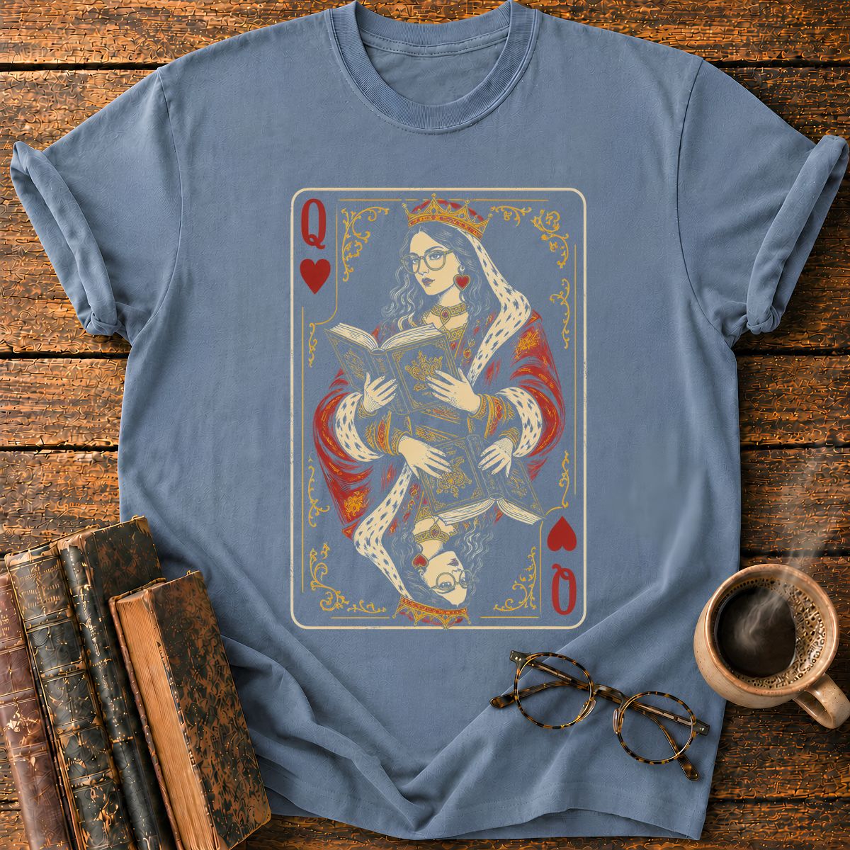 Queen of Hearts Reading Antique Book T-Shirt