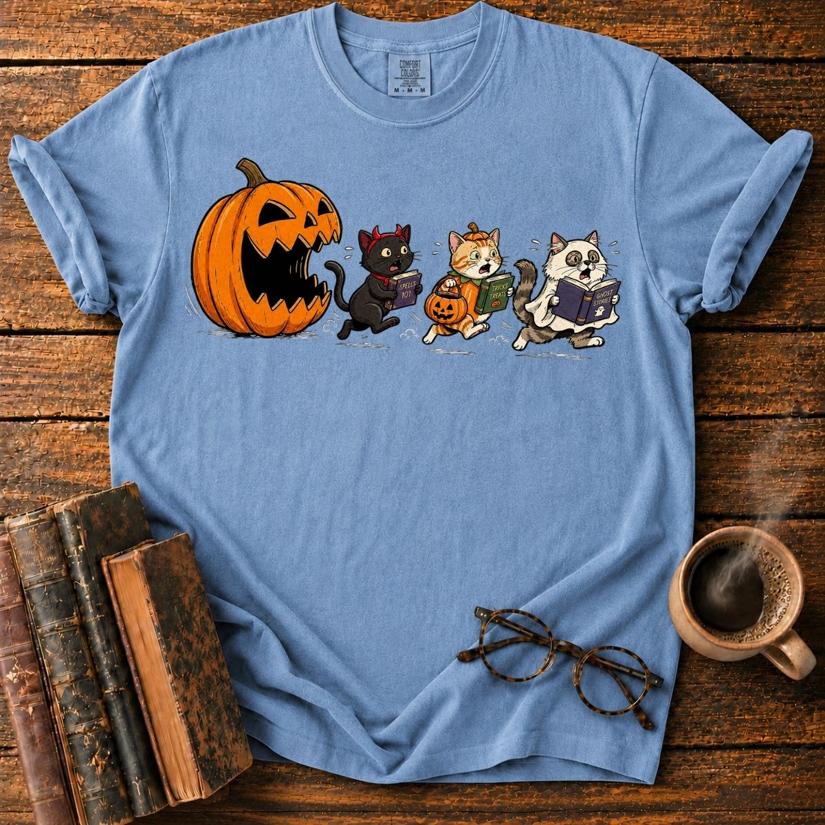 Pumpkin Chase_ Halloween Cat Chaos T-Shirt
