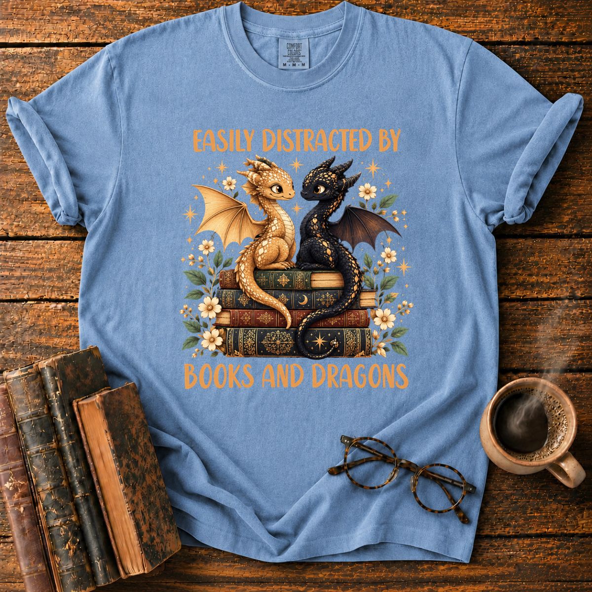 Distracted by Books and Dragons T-Shirt