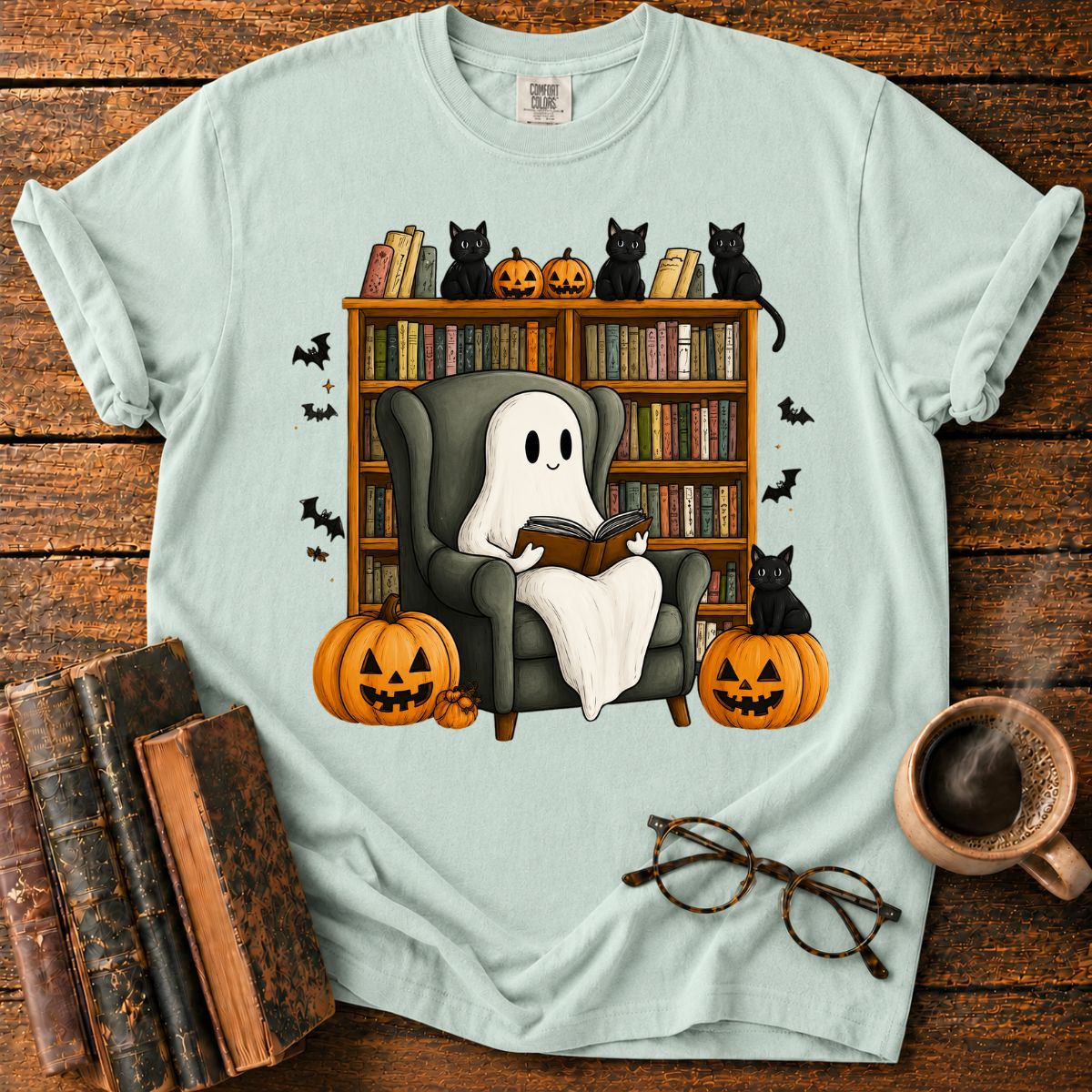 Reading Ghost Library Halloween T-Shirt