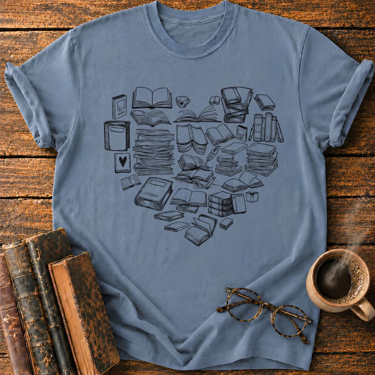 Heart of Books and Tea T-Shirt
