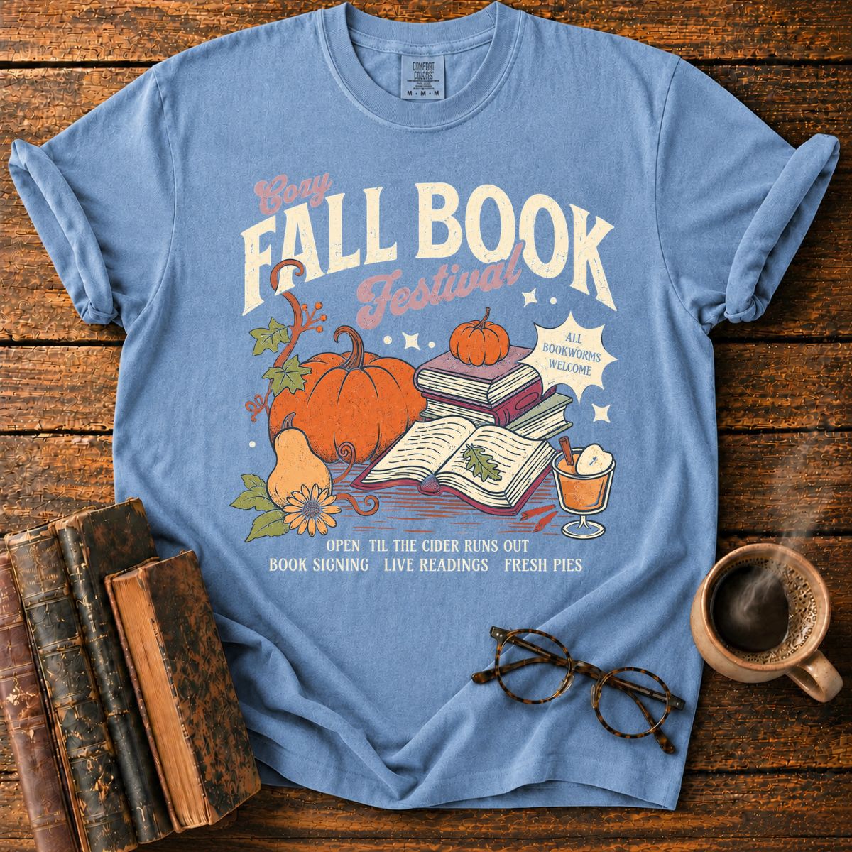 Cozy Fall Book Festival Pumpkin T-Shirt
