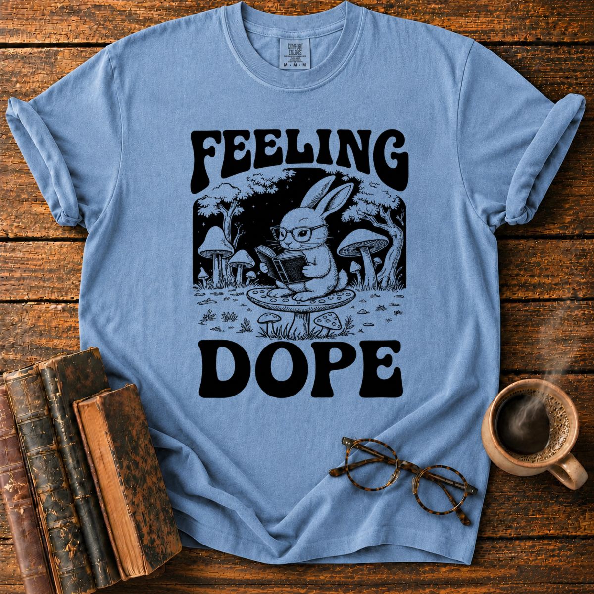 Feeling Dope_ Moonlit Rabbit Reader T-Shirt
