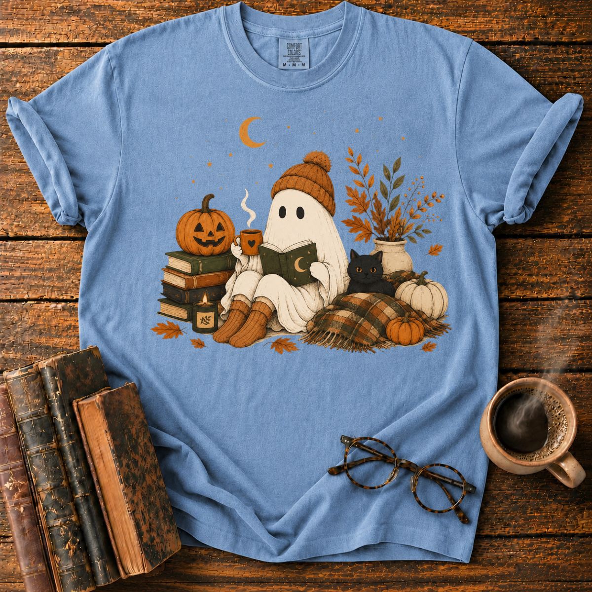 Ghost’s Autumn Reading Book T-Shirt