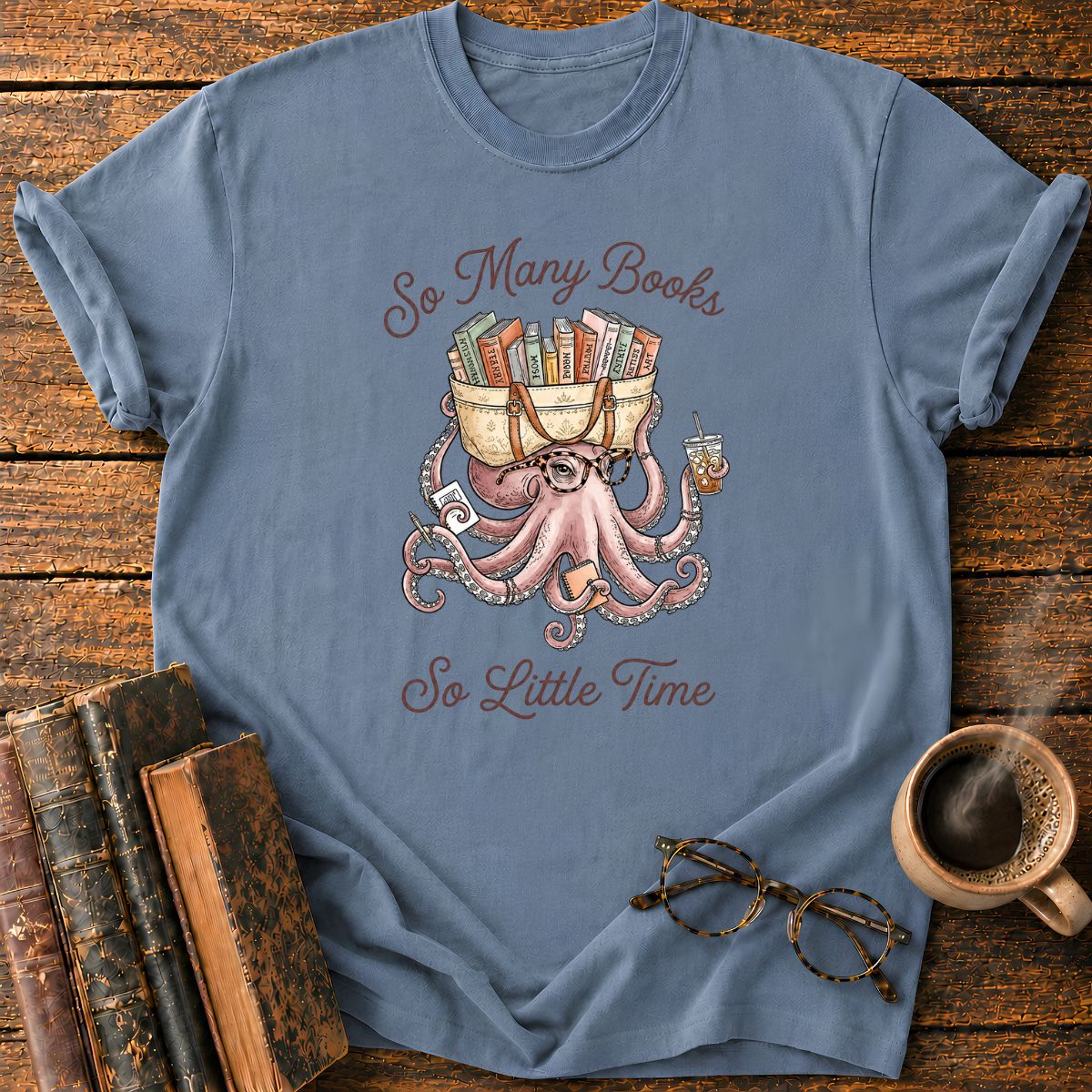 Octopus Many Books T-Shirt