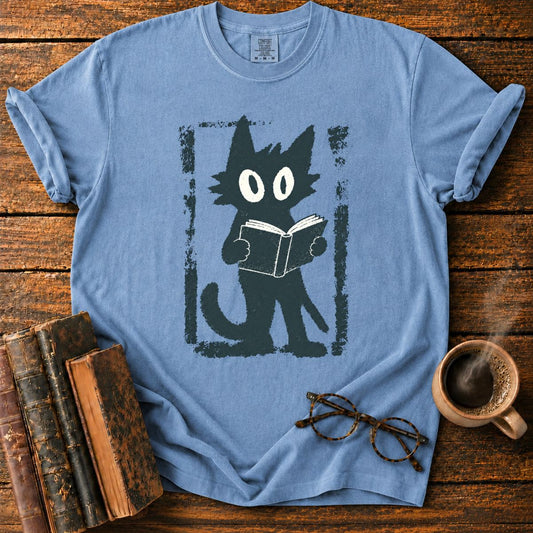 Vintage Cat Reading Screen Print T-Shirt