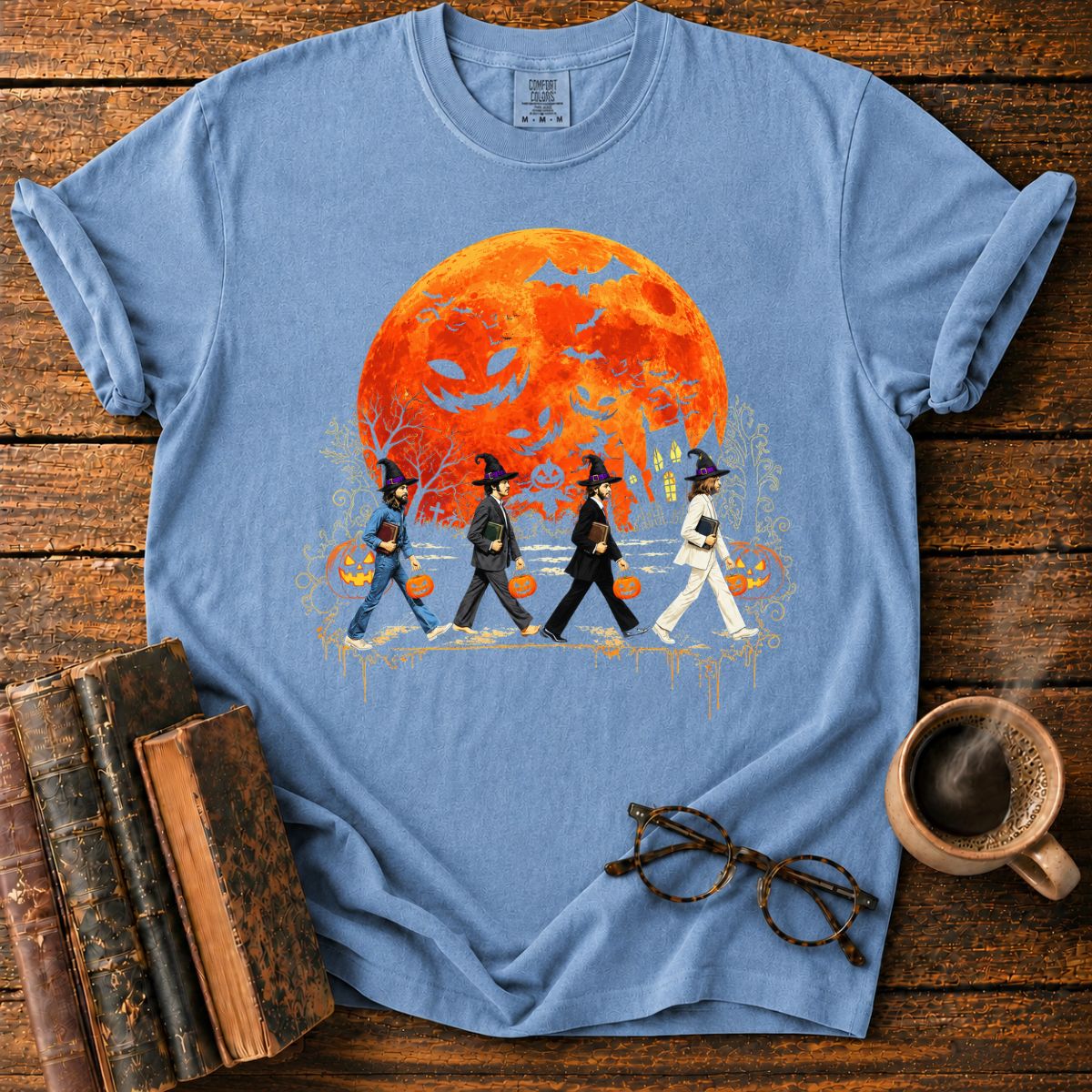 Four Witch-Hatted Walkers with Books T-Shirt