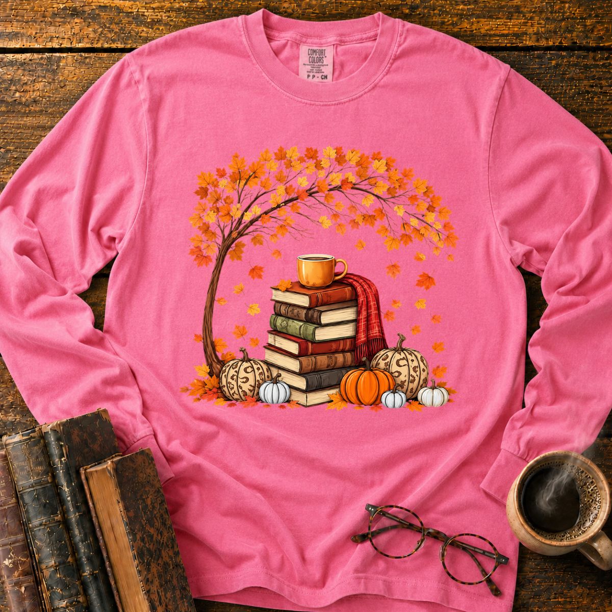 Autumn Book Stack LS T-Shirt
