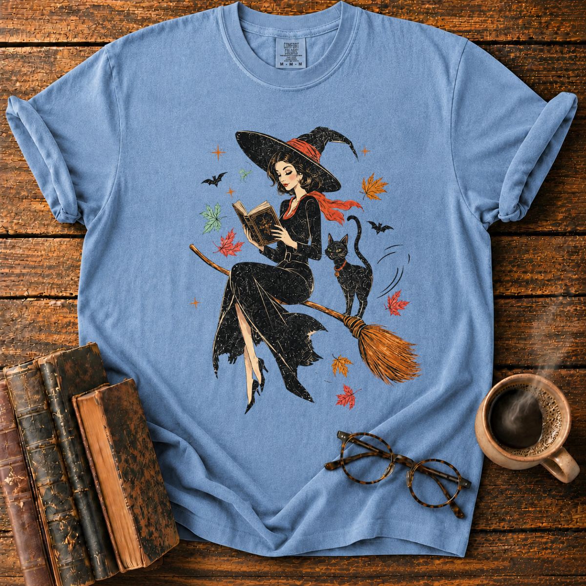 Witch Reading on a Broomstick T-Shirt