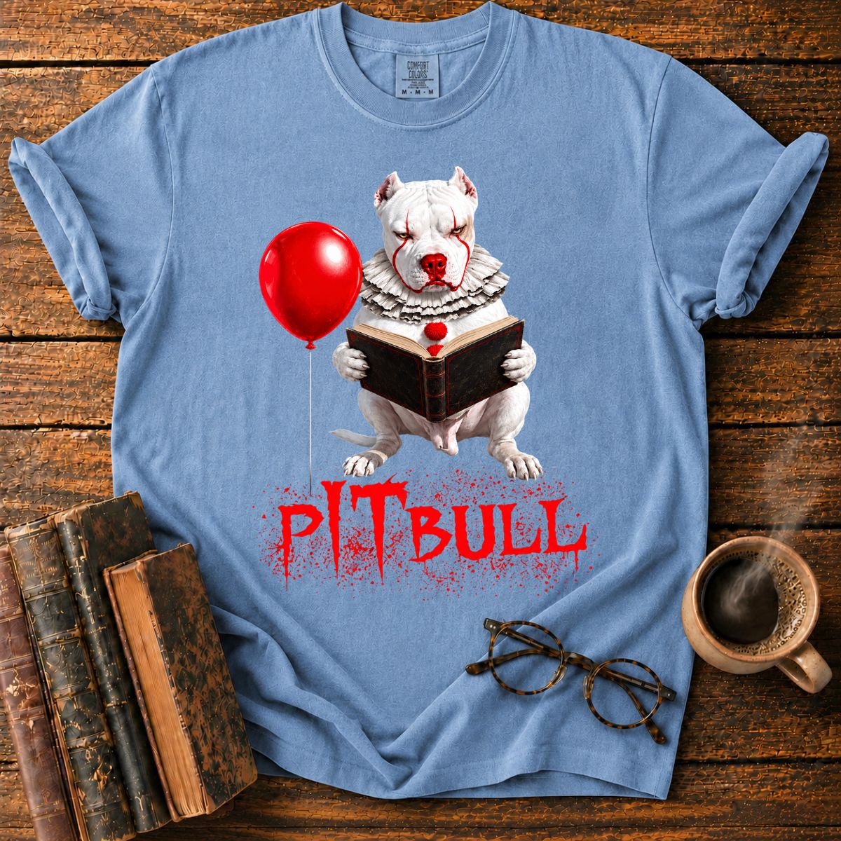Pitbull Reading a Vintage Book T-Shirt