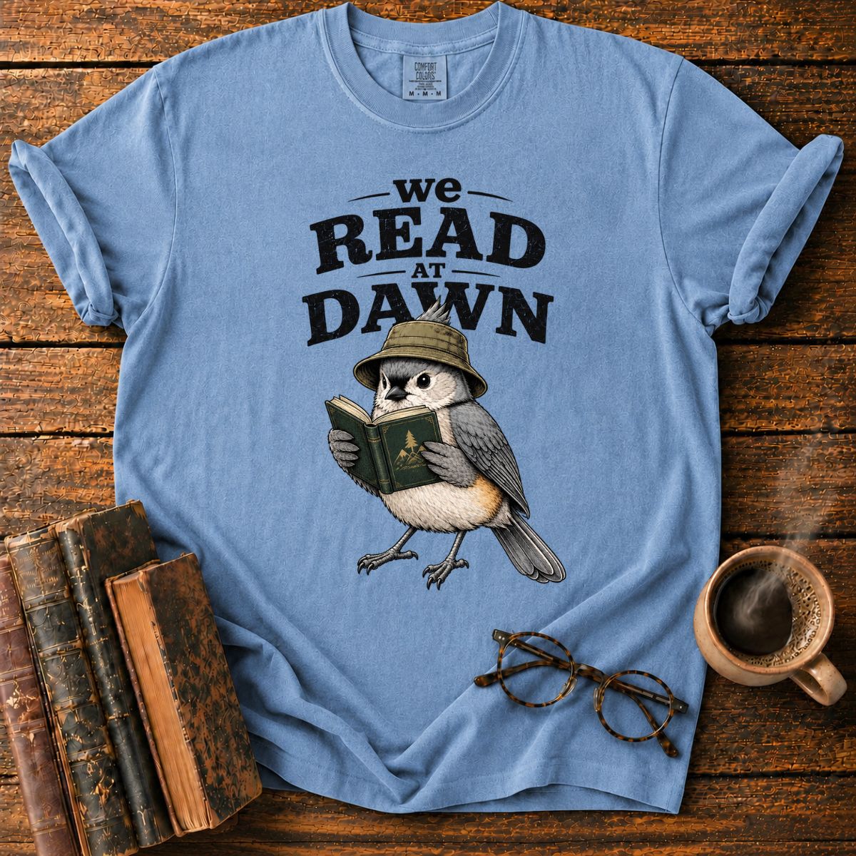 Vintage Bird Reading at Dawn T-Shirt