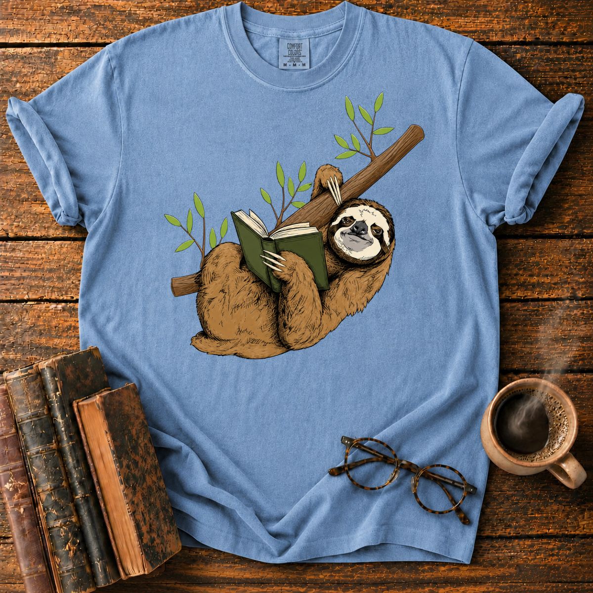 Sloth Reading on a Branch T-Shirt
