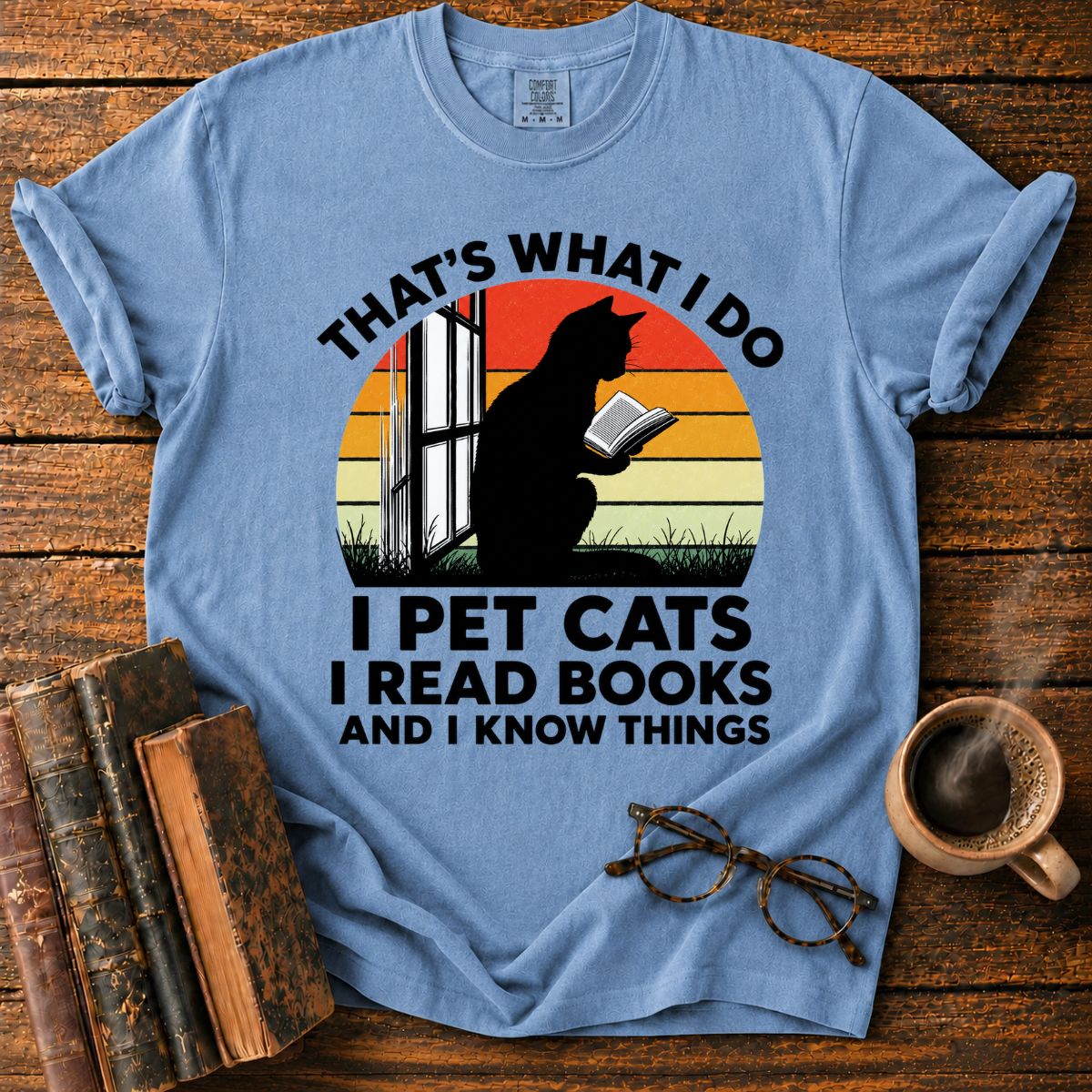 I Pet Cats I Read Books T-Shirt