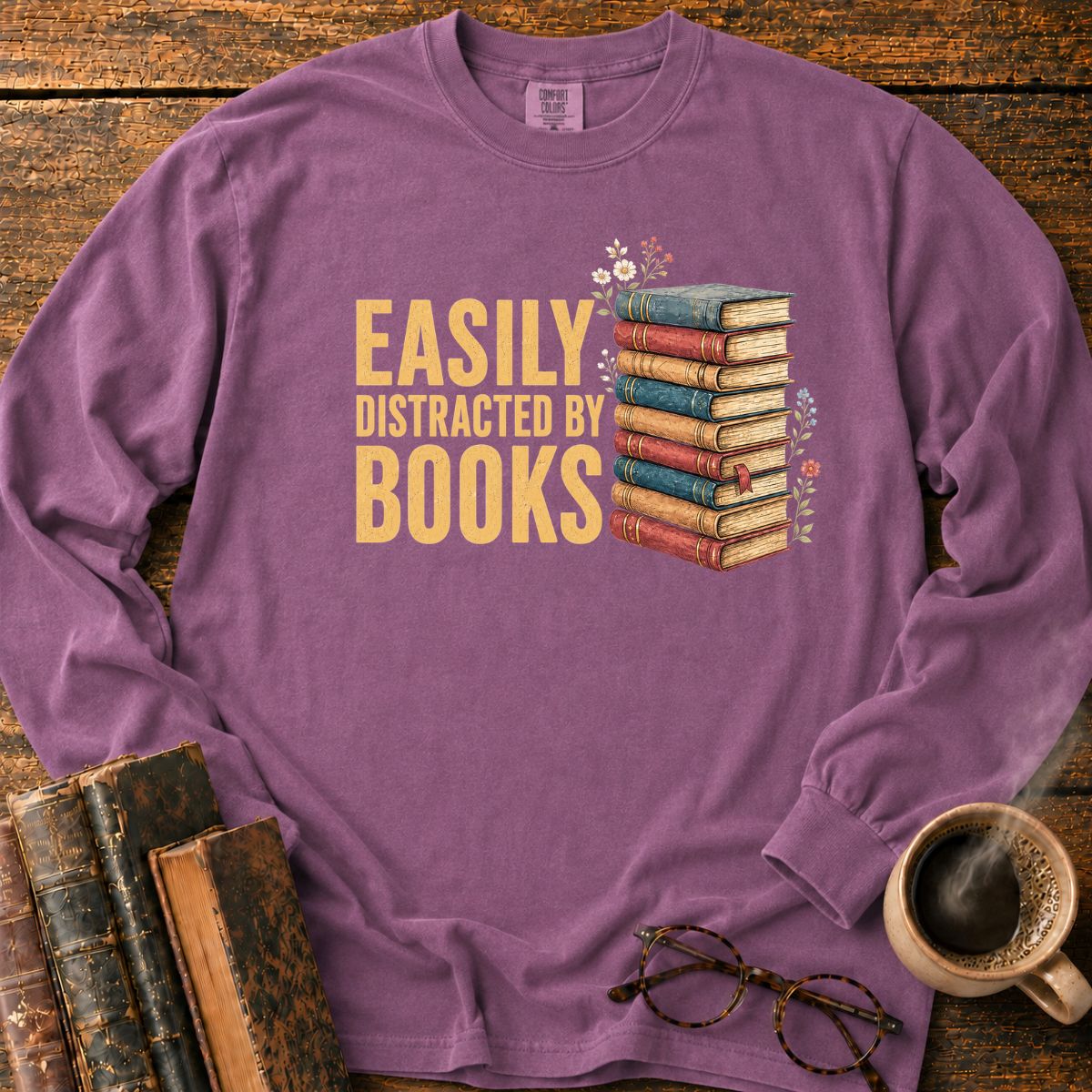 Easily Distracted By Books LS T-Shirt