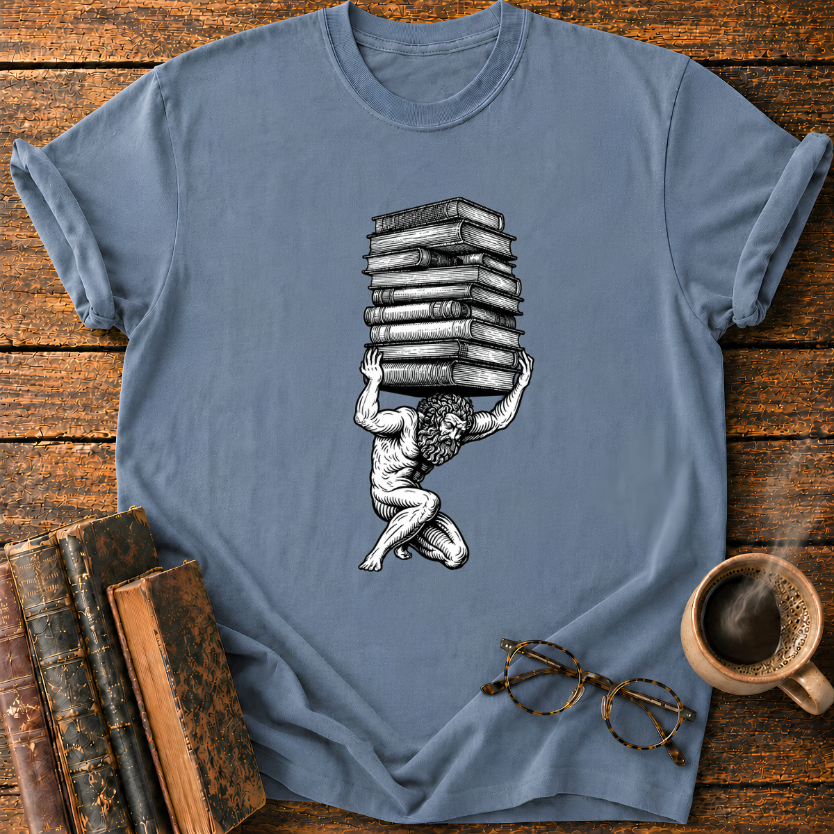 Atlas Bearing the Stack of Books T-Shirt