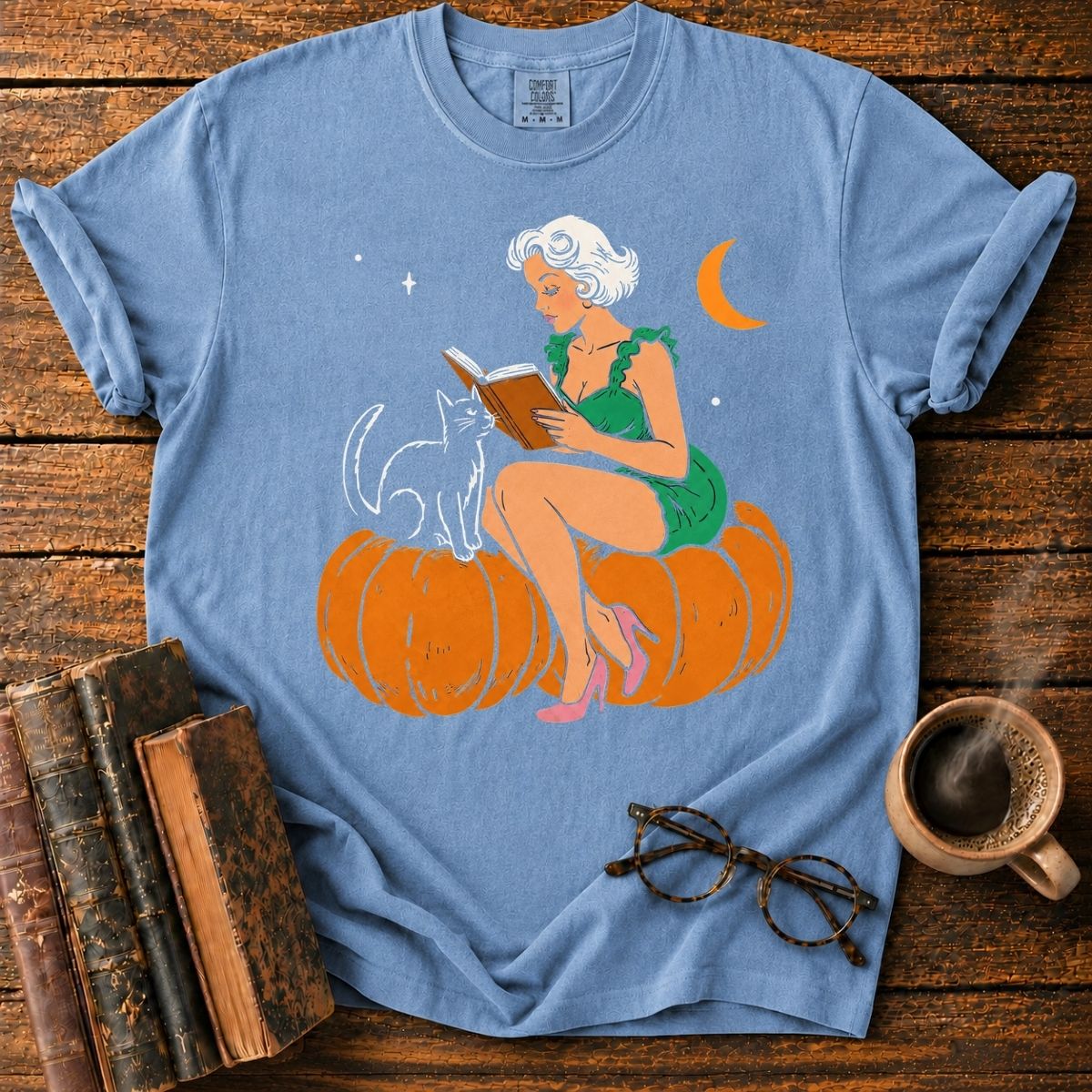 Retro Pumpkin Moonlight Reader T-Shirt