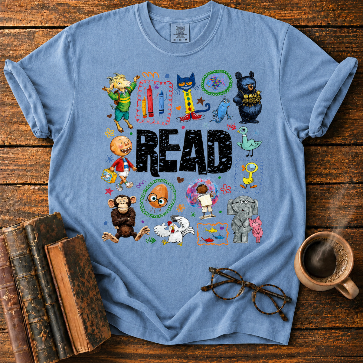Whimsical Children’s Reading Collage T-Shirt