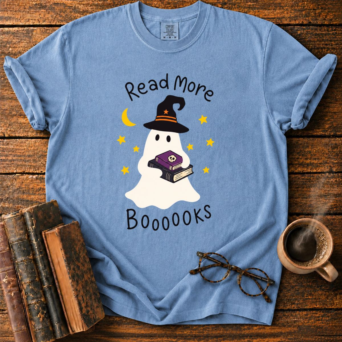 Cute Halloween Ghosts and Books T-Shirt