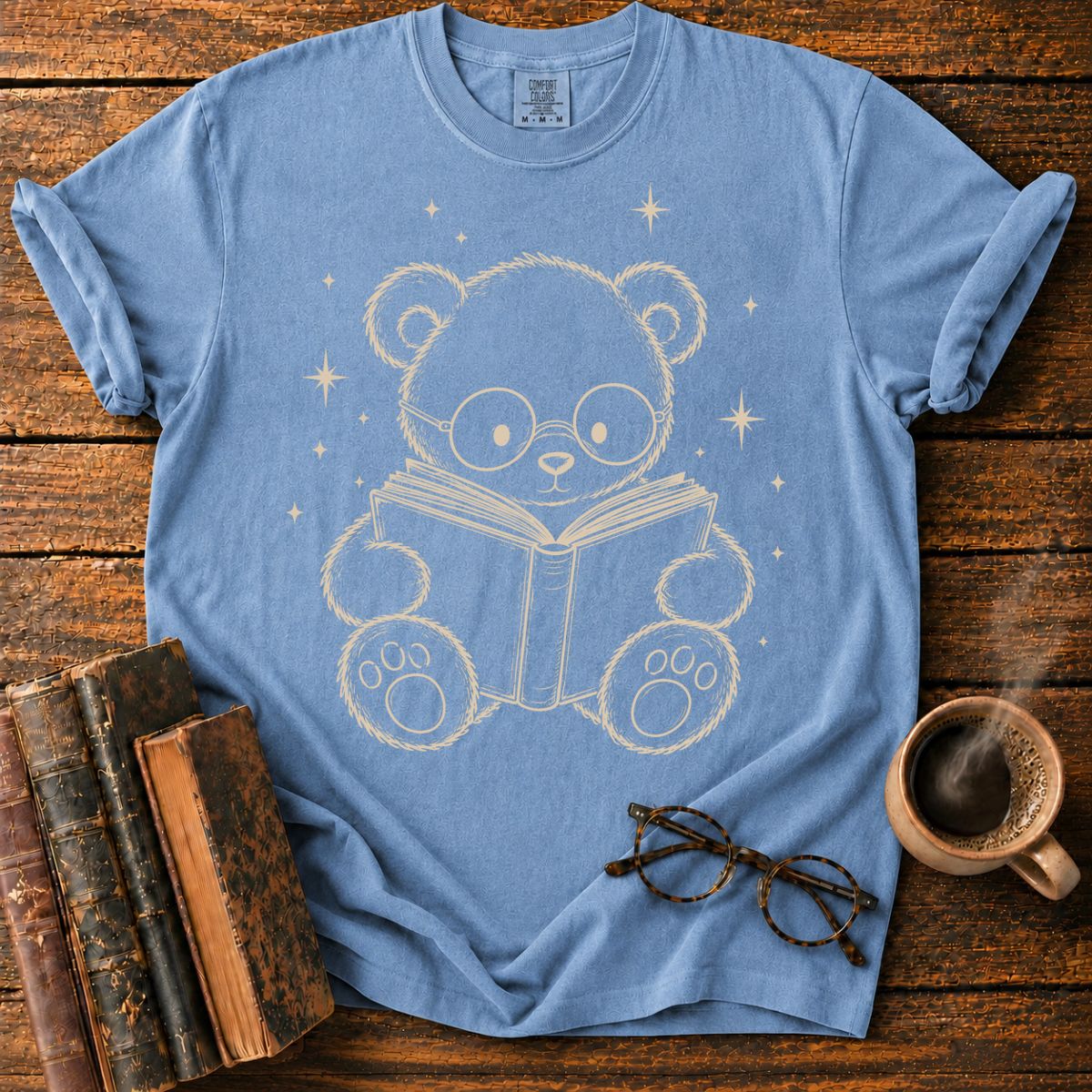 Teddy Bear Reading Under Stars T-Shirt
