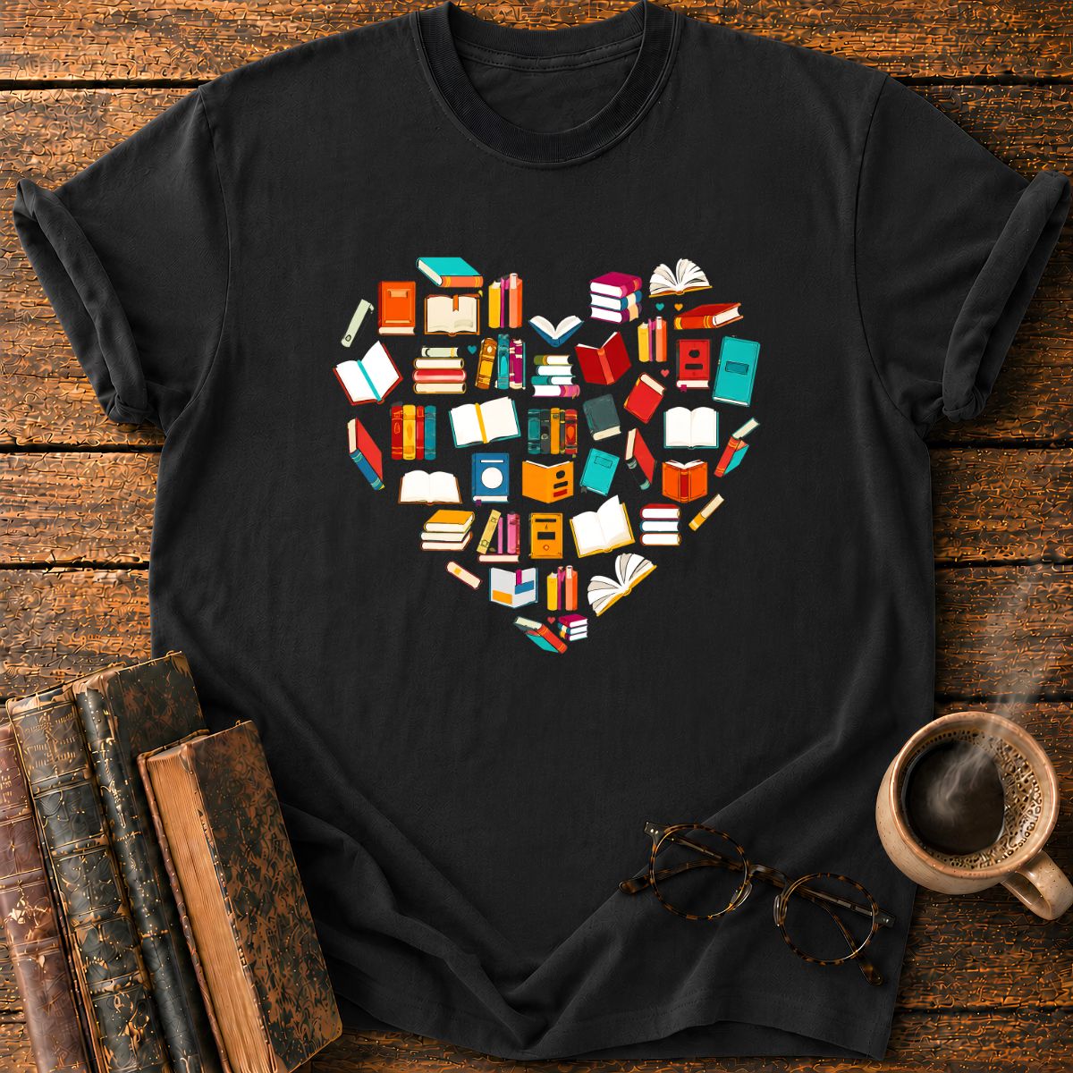Colorful Book Heart T-Shirt
