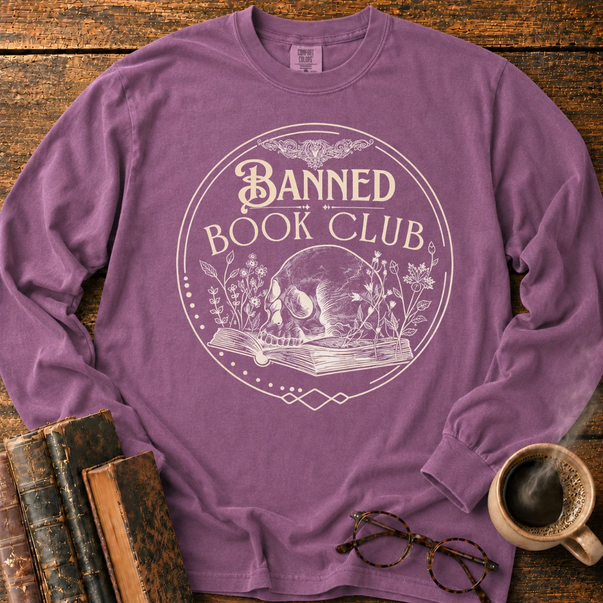 Banned Book Club Skull Emblem LS T-Shirt