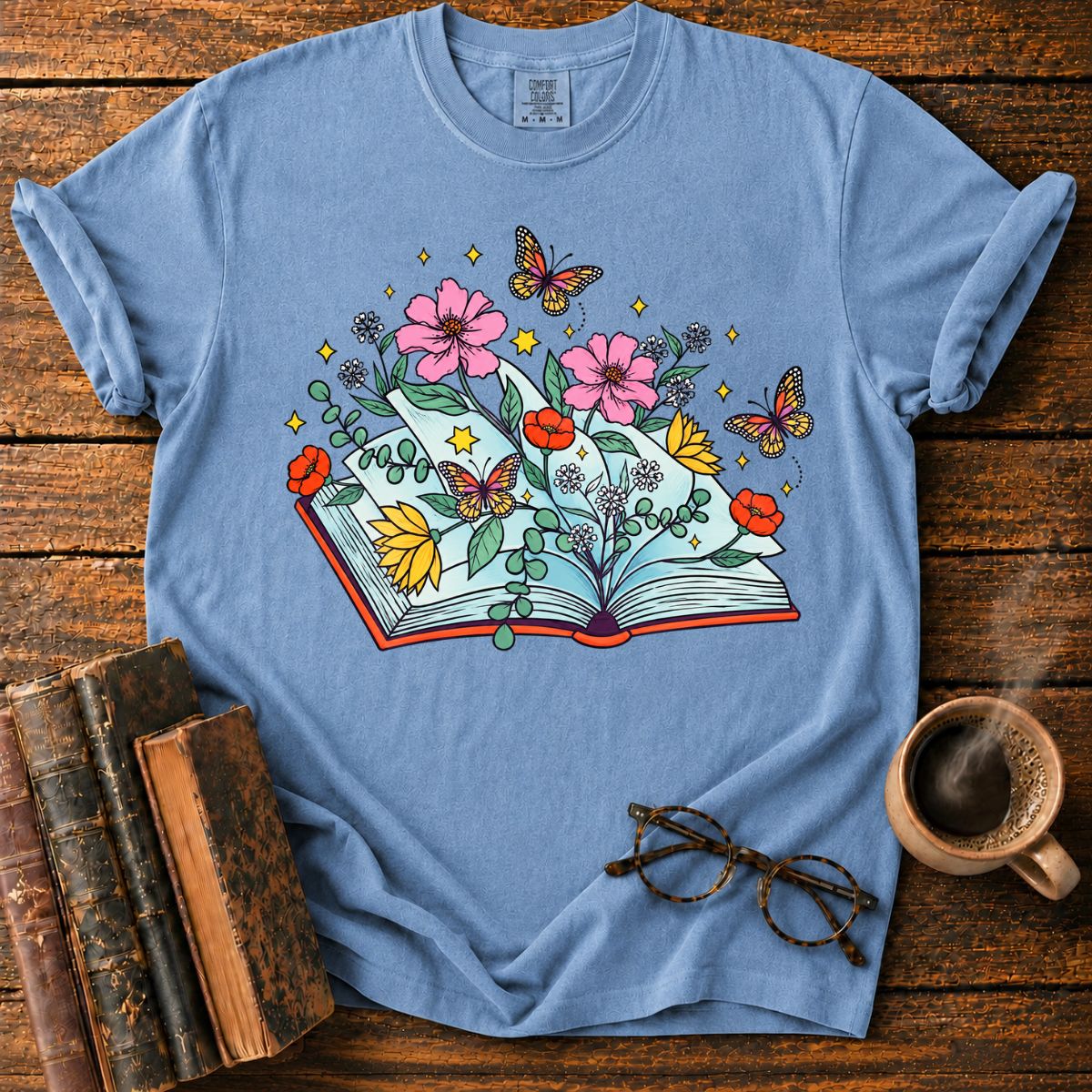 Wildflower Book Butterfly Bookish T-Shirt