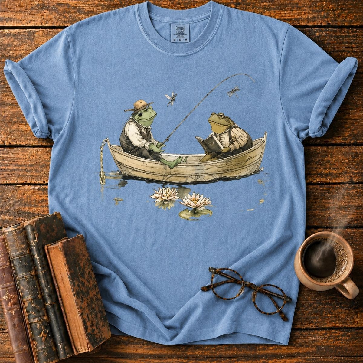 Storybook Frogs Drifting on Lily Pond T-Shirt