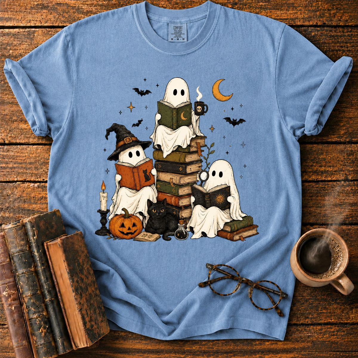 Ghosts’ Halloween Reading Book T-Shirt
